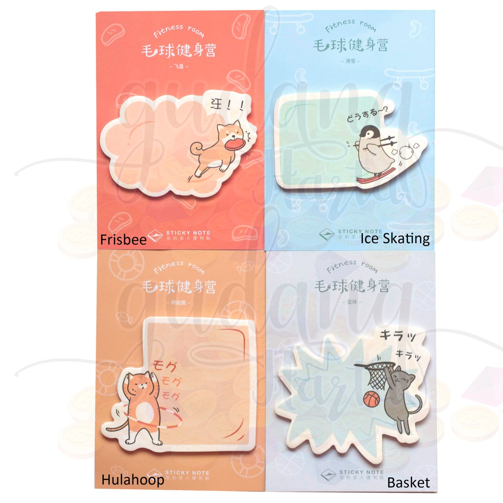 Sticky Notes Healty Fitness Animal Kucing Anjing Penguin Basket Memo Lucu Note Unik GH 301004