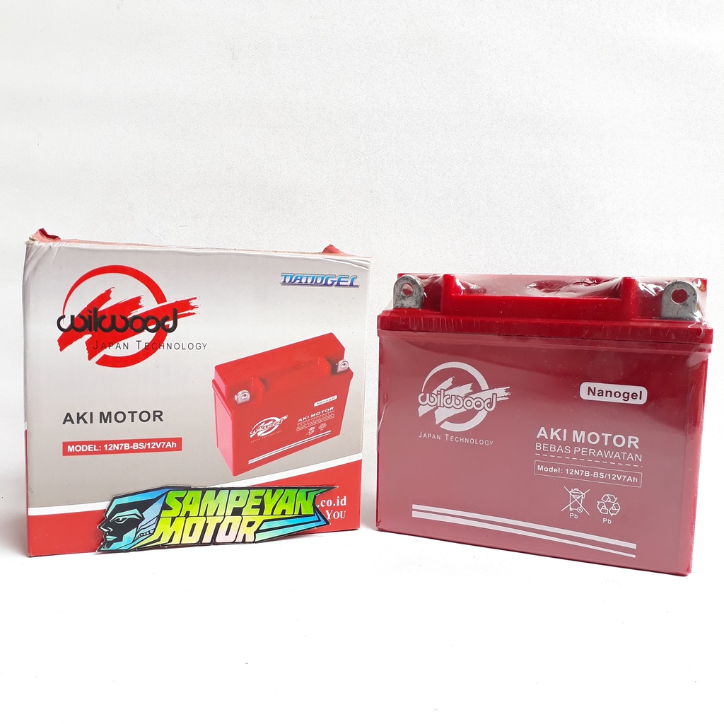 Aki Kering Accu Accue Motor NanoGel Wilwood 12N7B-BS Tiger 12V 7Ah