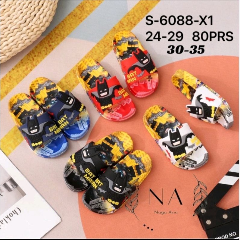 Sandal Selop anak karakter BATMAN S-6088-x1 size 24-35/ sandal anak laki-laki