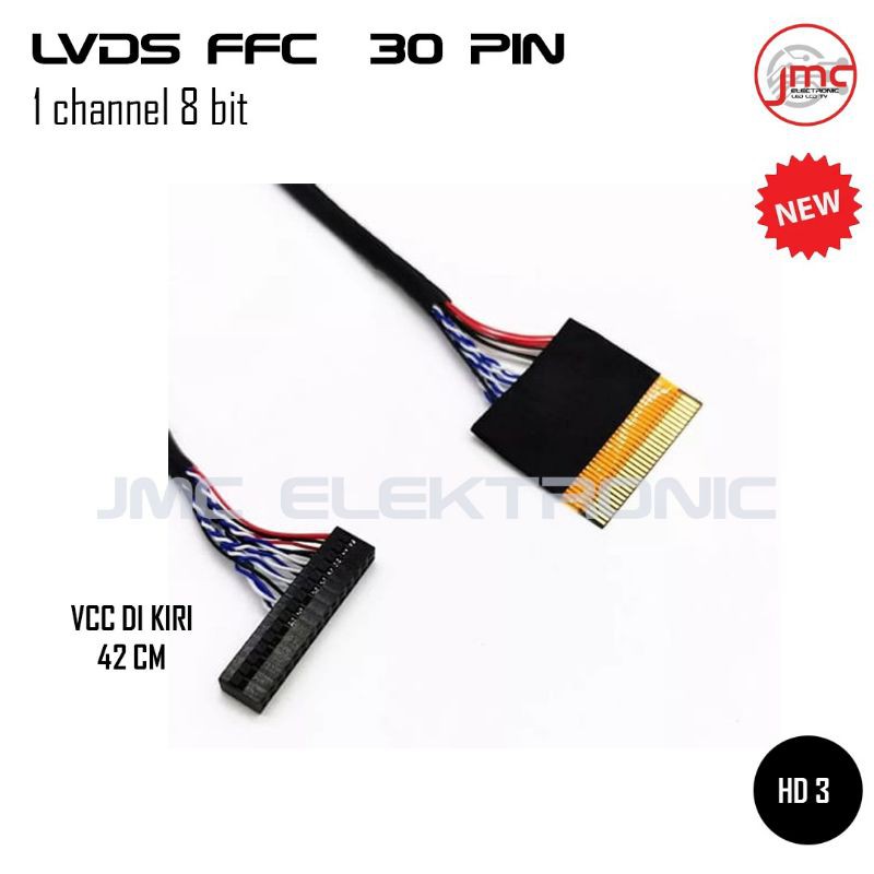 1PCS Kabel Layar panel Lcd 30pin 42cm Cable Tcon tikon Lcd Led LVDS PFC 30 Pin 8bit