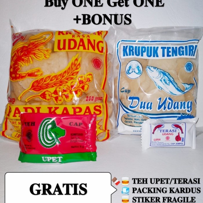 

NEW Buy 1 Get 1Krupuk Udang Padi Kapas Sedang FREE Krupuk ikan Dua Udang