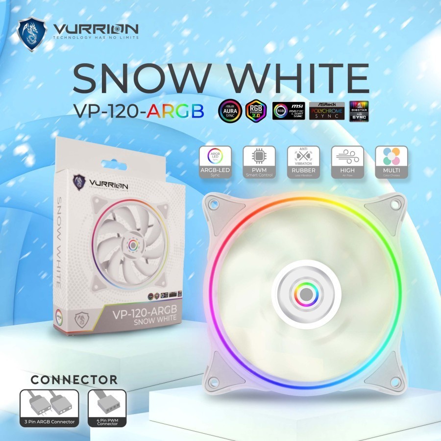 VURRION VP-120 SNOW WHITE (F018) - FAN CASE ARGB