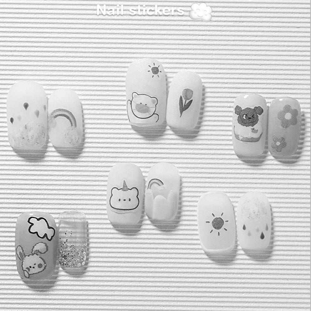 Needway Stiker Nail Art Kartun Decal Motif Pelangi Perekat DIY Nail Art Desgin