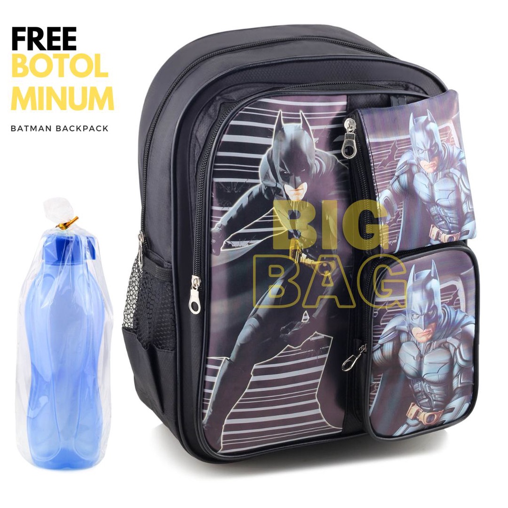 RTM - Ransel Sekolah - Ransel AnakTas Anak Laki Laki Karakter - Batman - HORN 3D EFFECT - COOL BACKPACK + FREE BOTOL MINUM