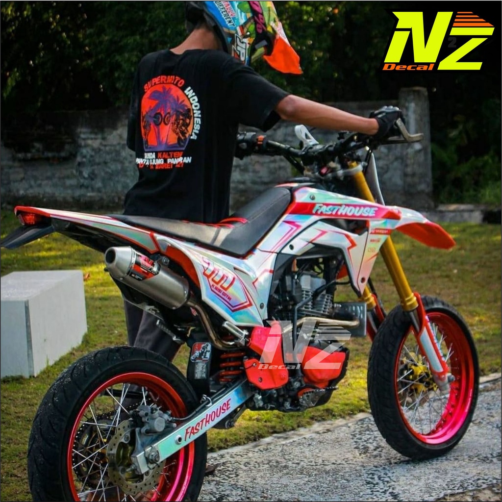 Decal Sticker CRF  Klx Bf Fullbody Hologram Costum motif keren simple Nz-1