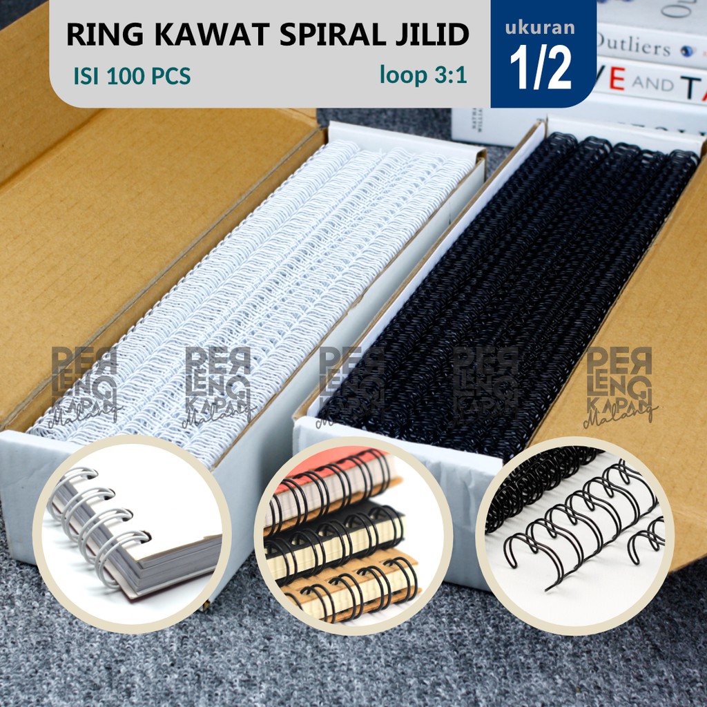 Ring Kawat Spiral Jilid 1/2 F4 Atau A4 Spiral Wire 3:1 38 Atau 35 Lobang