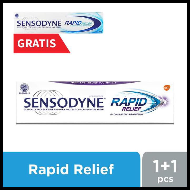 BAYAR DITEMPAT Sensodyne Rapid Relief Pasta Gigi Sensitif 100gr GET 1 FREE TERMURAH