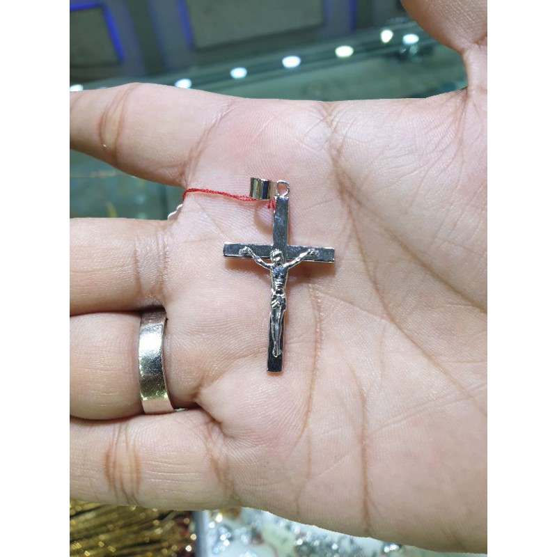 liontin emas putih kadar 750 salib