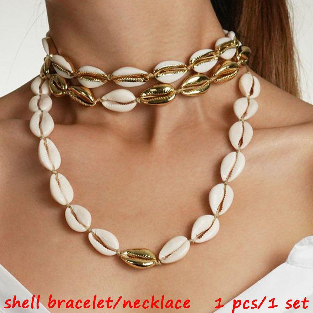 Suyo Shell Kalung Bohemian Braided Handmade Set Perhiasan Alam Dan Paduan