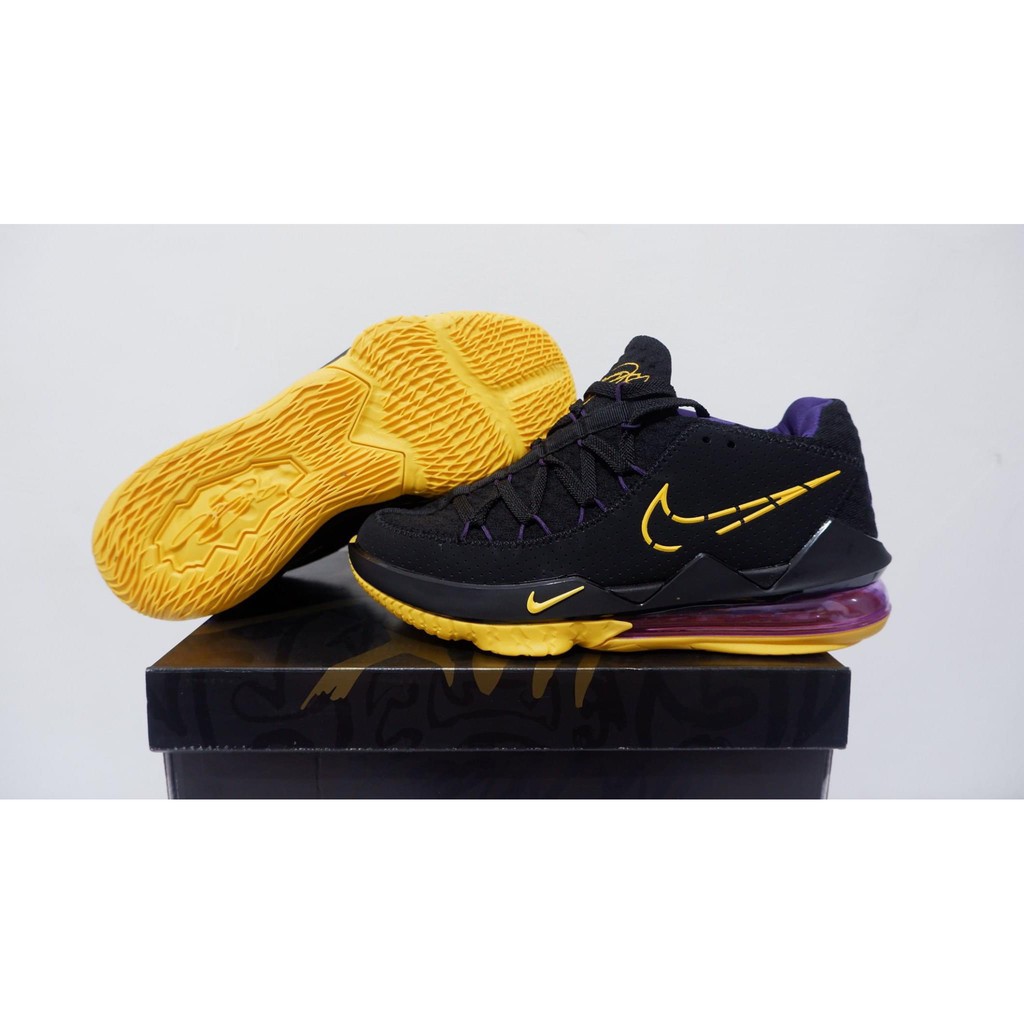 sepatu basket nike lebron 17 low lakers black