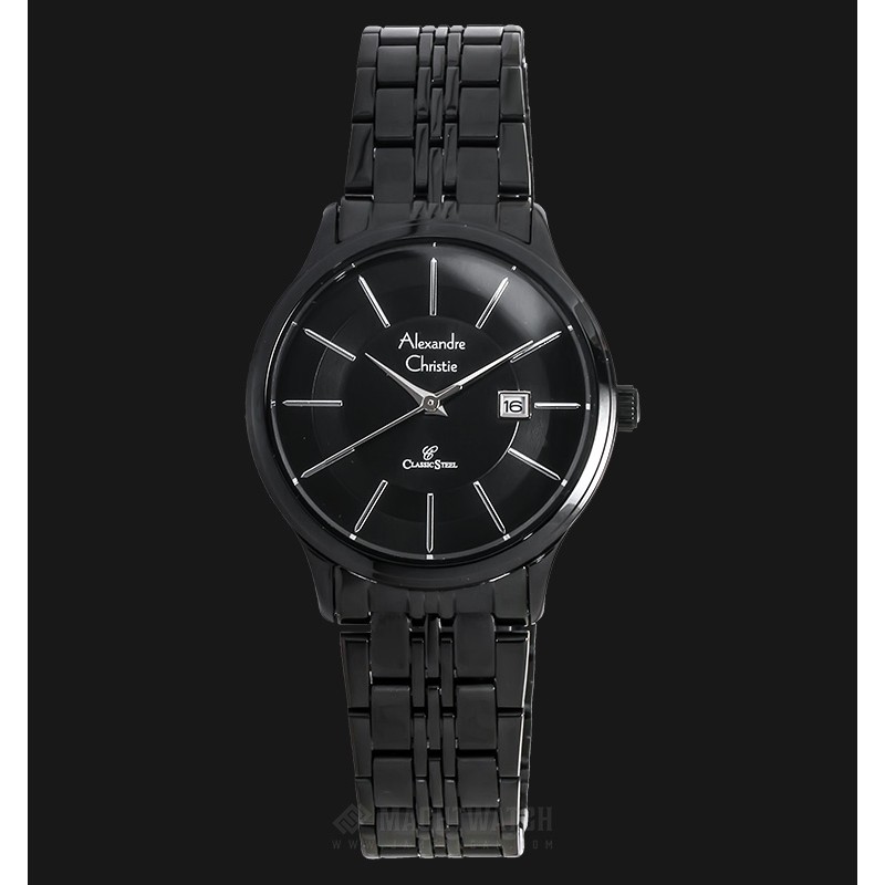 Alexandre Christie AC 8348 LD BIPBA Black Dial Stainless Steel