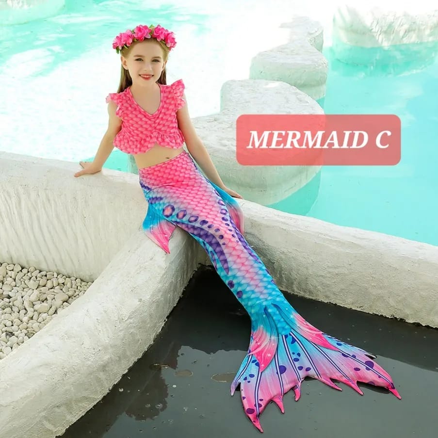 BAJU RENANG MERMAID SWIMMING SUIT BAJU DUYUNG KOSTUM ARIEL IMPORT PAKAIAN RENANG ANAK PRINCESS