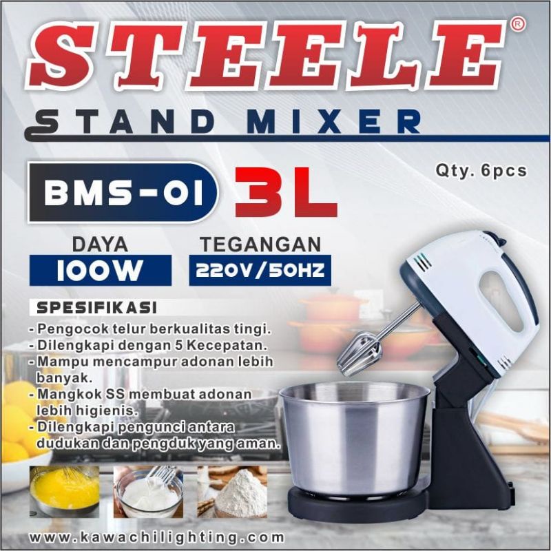 Stand Mixer Ekonomis Steele Mixer Low Watt Bonus Parutan 8in1