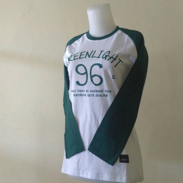  Kaos  Distro Cewek Greenlight  Lengan  Panjang  Raglan Tshirt 