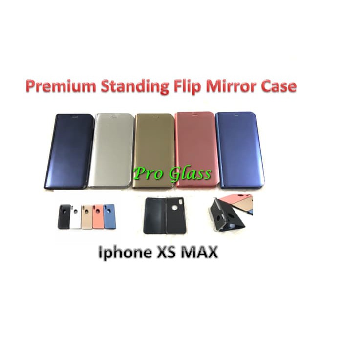 Iphone X / XS / XR / XS MAX Clear View Mirror Standing Flip Cover Case Premium