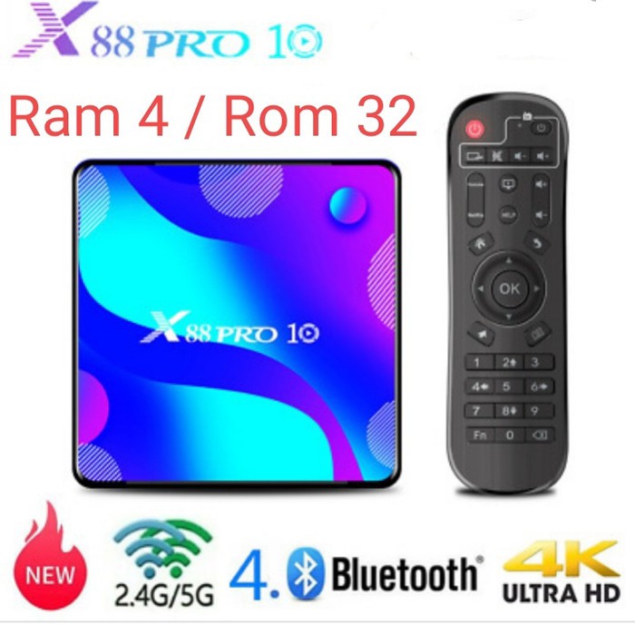 Android Tv Box X88 Pro 10 RK3318 RAM 4GB ROM 32GB Android 10 ORIGINAL - TV BOX X88 PRO MURAH