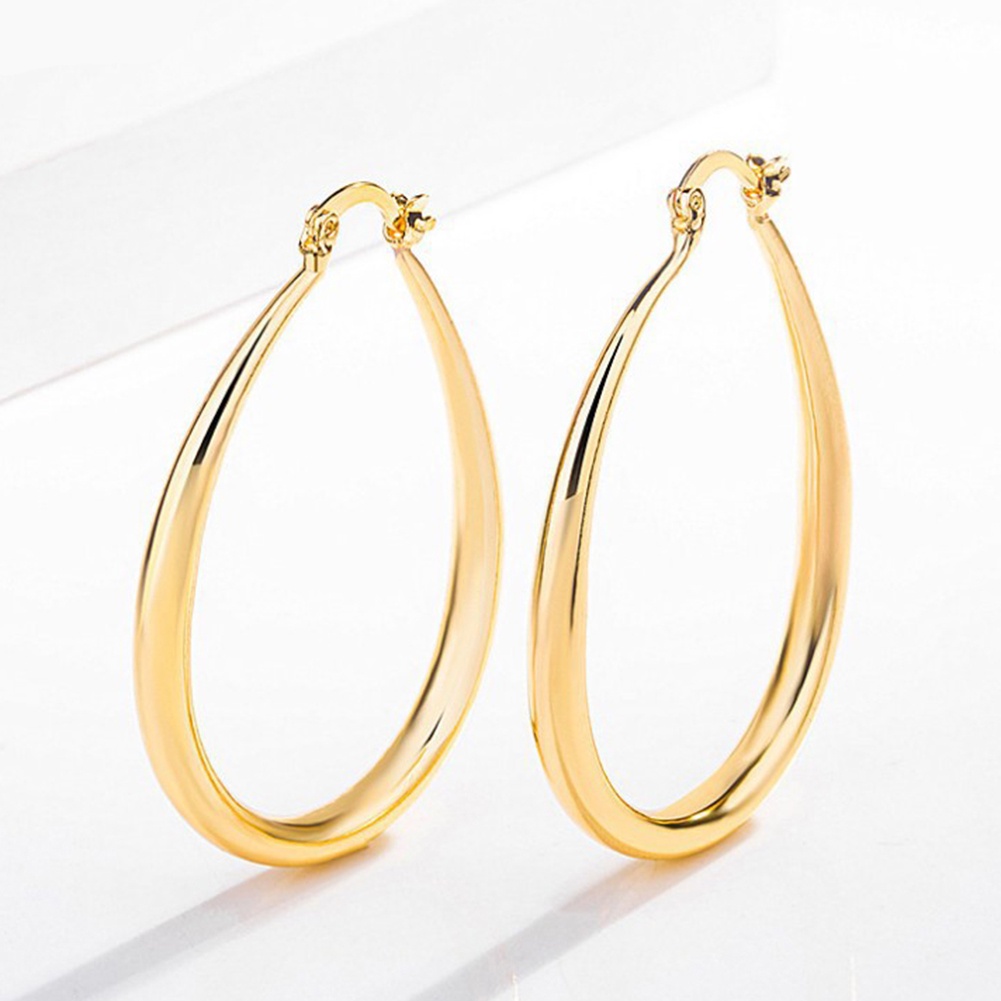 Hu Hu Hu Hu Hu Alat Bantu Pasang Kacamata♡ Anting Hoop Bentuk Oval Bahan Alloy Untuk Wanita