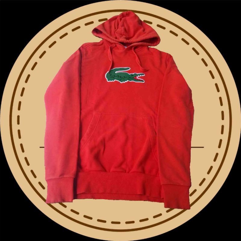 hoodie lacoste big logo merah