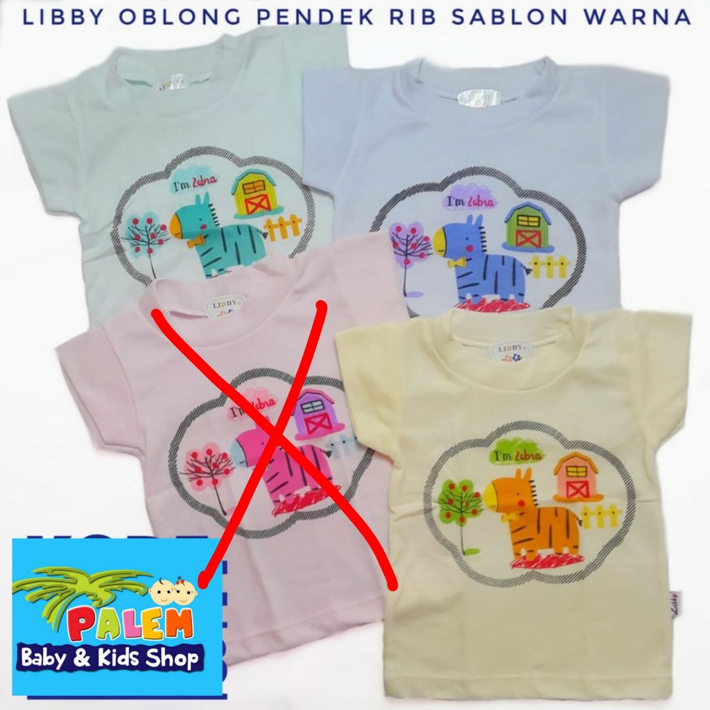 libby oblong pendek rib sablon warna/putih size s,m,l