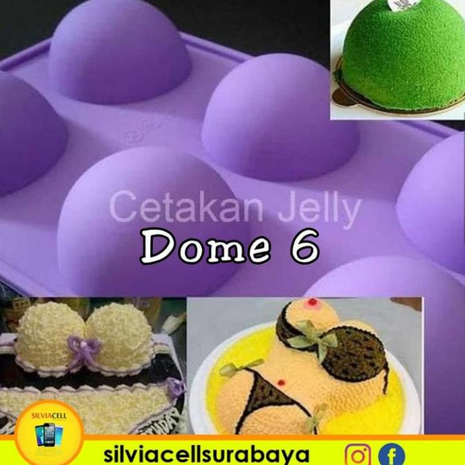 {{{{}}] Cetakan silikon setengah lingkaran 6 lubang / Dome Silicone mold
