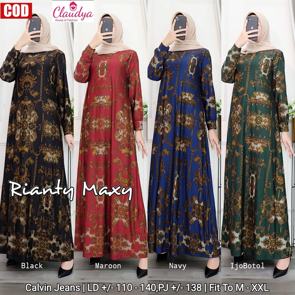 RIANTY MAXY Maxi Long Dress Muslim Gamis Wanita Terbaru Murah  Calvin Jeans Kekinian
