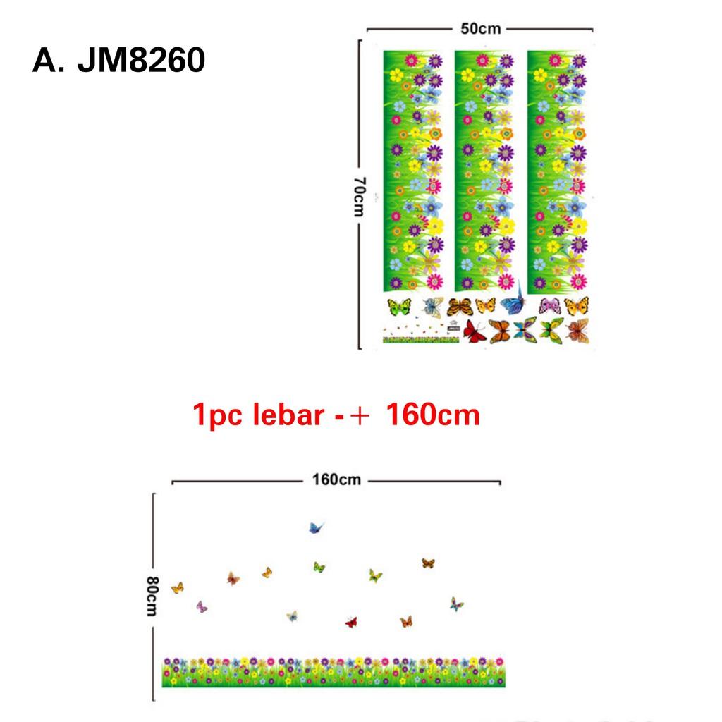 RELIZA WALLSTICKER RUMPUT HIJAU BUNGA GREEN GRASS FLOWER STIKER DINDING AY701 JM8260