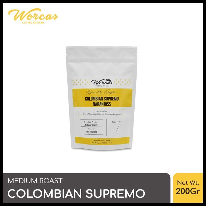 

Worcas Arabica Colombia Supremo 200Gr - Medium Roasted Coffee