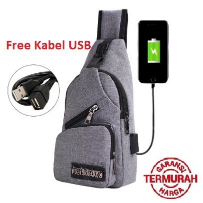 Selempang Kanvas Pria Tas Hp/Tas Dada Usb/Tas Impor Batam /Sling Bag Usb Kanvas/Selempang Kanvas #03