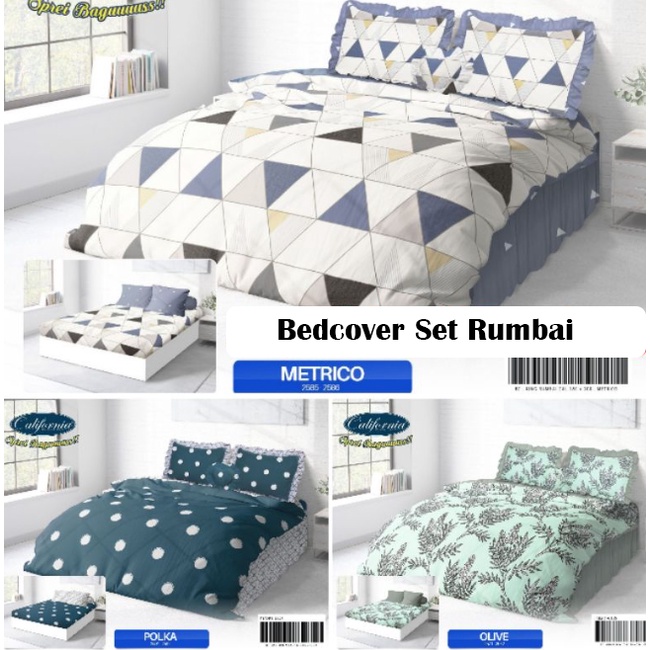 ❤ IJN ❤ Bedcover California King Rumbai Ukuran 180x200 cm Katun Selembut Sutra Kualitas Premium