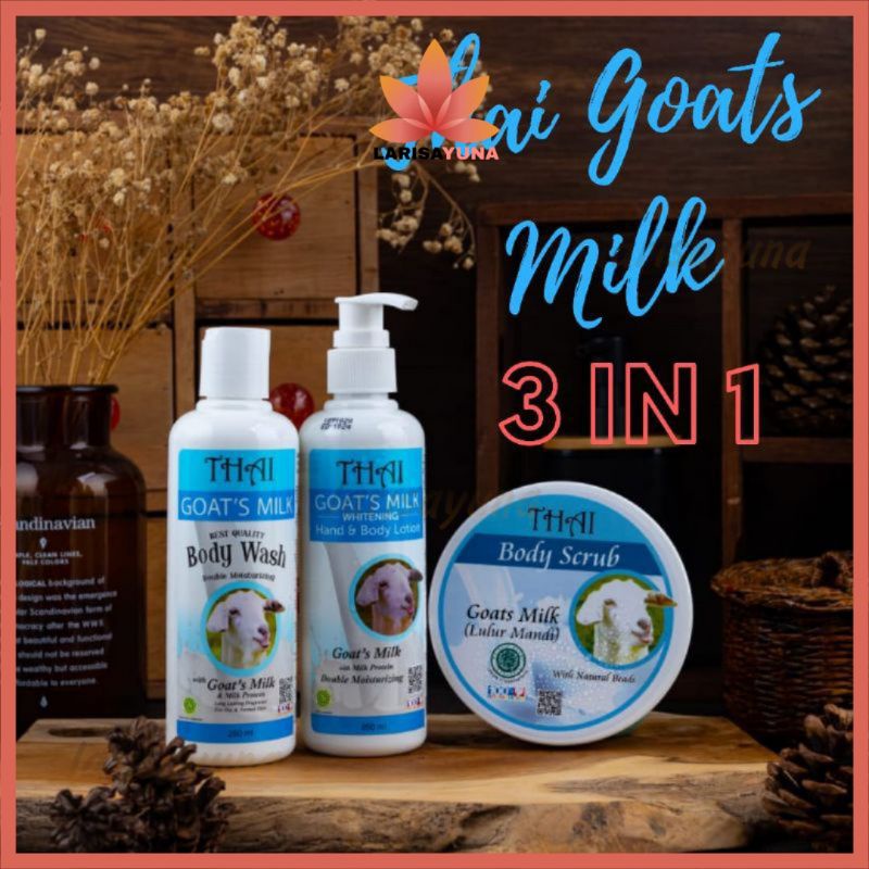 Thai Goat's Milk Paket hemat 3 in 1 ( body wash, body lotion & scrub)