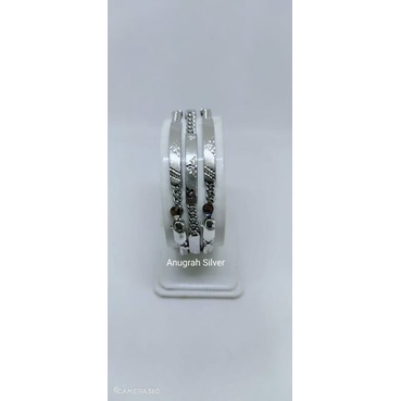 Gelang Tangan Rantai Plat Ukir Dove Silver Perak Asli 925 Lapisan Emas Putih Kualitas Terbaik