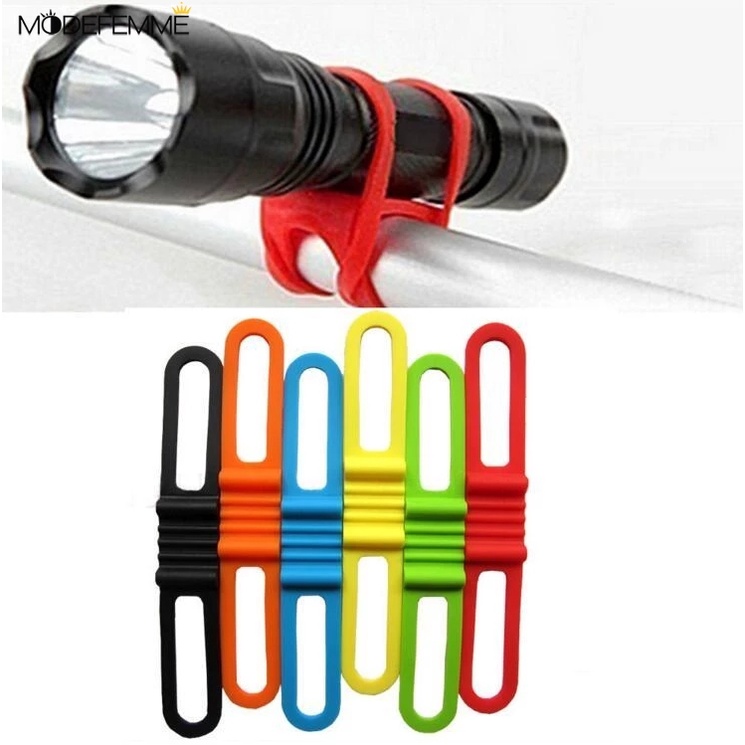Strap Silikon Elastis Holder Senter / Handphone Untuk Stang Sepeda