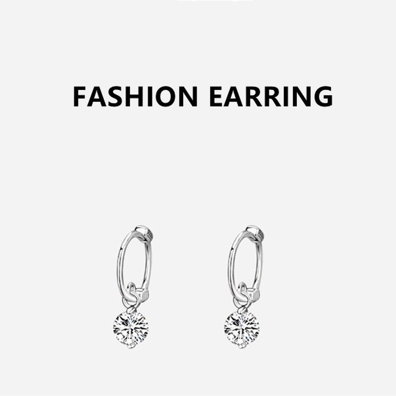 Anting Tusuk Sterling Silver 925 Desain Bulat Hias Berlian Imitasi Warna Permen Untuk Wanita