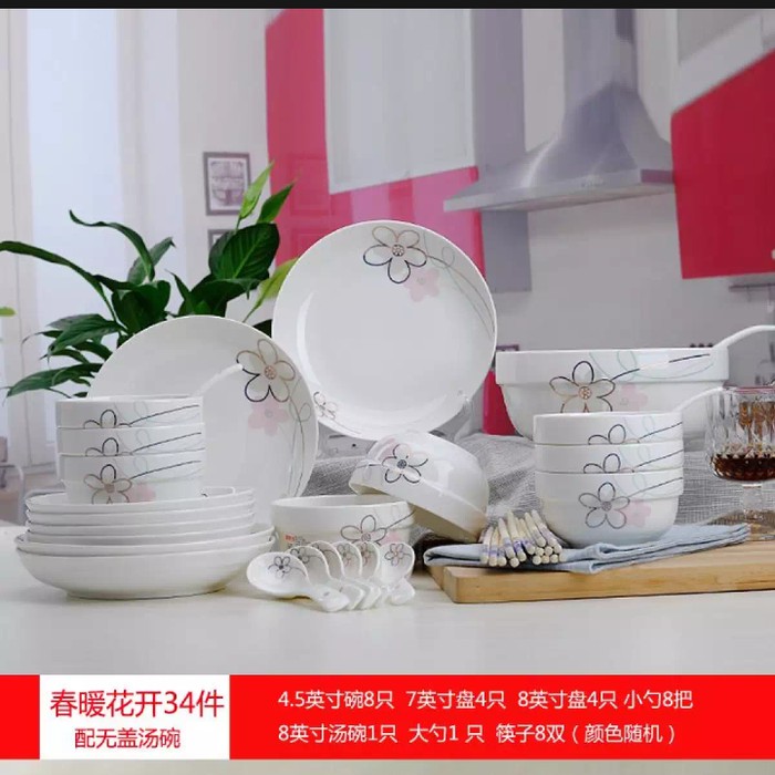 dinner set piring keramik impor / peralatan makan set / piring makan