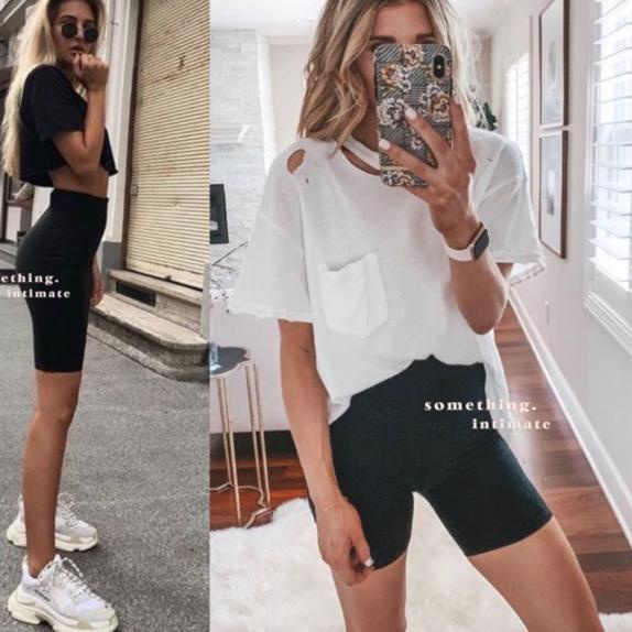 ♖♚ Forever 21 Active High Rise Ribbed BIKER SHORT / F21 Shorts Legging Pendek Workout Cycling Pants 
