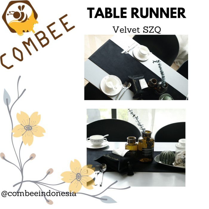 Table Runner / Hiasan Meja / Penghias / Aksesoris / Velvet / Bludru / Mewah /  - SZQ