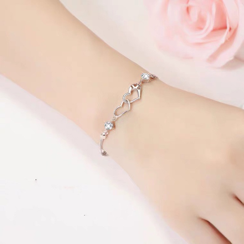 Korea Gelang Fashion Ganda Cinta Hati Bangle Wanita Perhiasan Aksesoris