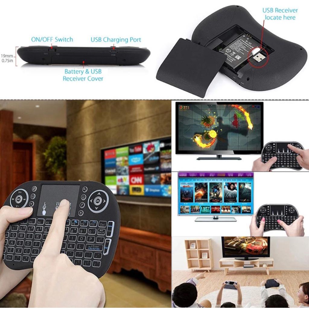 Mini Keyboard Wireless i8 Touchpad Mouse with 7 Color Backlit / Keyboard PC / Keyboard Laptop / Keyboard Android TV BOX