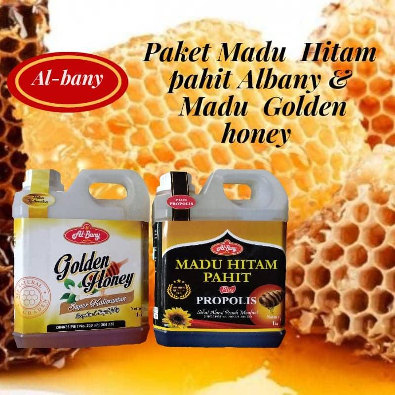 

Paket Madu Hutan Asli Golden honey & Madu Hitam pahit Plus Propolis Nett 2kg