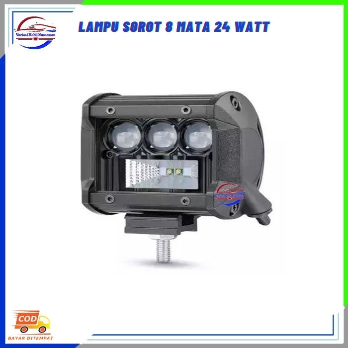 Lampu Led Variasi Sorot Putih Kabut Depan 8 Mata 24 Watt Variasi Mobil Truk Truck 12-24 Volt