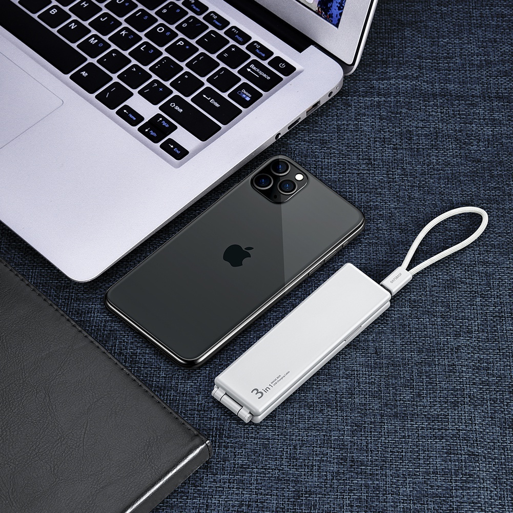 3in1 Kabel Data / Charger Micro Usb Tipe-C Fast Charging Retractable Untuk Iphone 11 / 12pro / Max / Xiaomi
