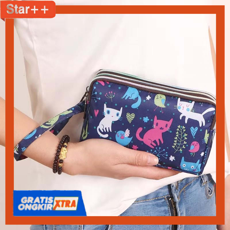 Tas Selempang [Tas Wanita]  Tasready Dompet HP Parasut Fashion Import 3 Zip Sale [PROMO]