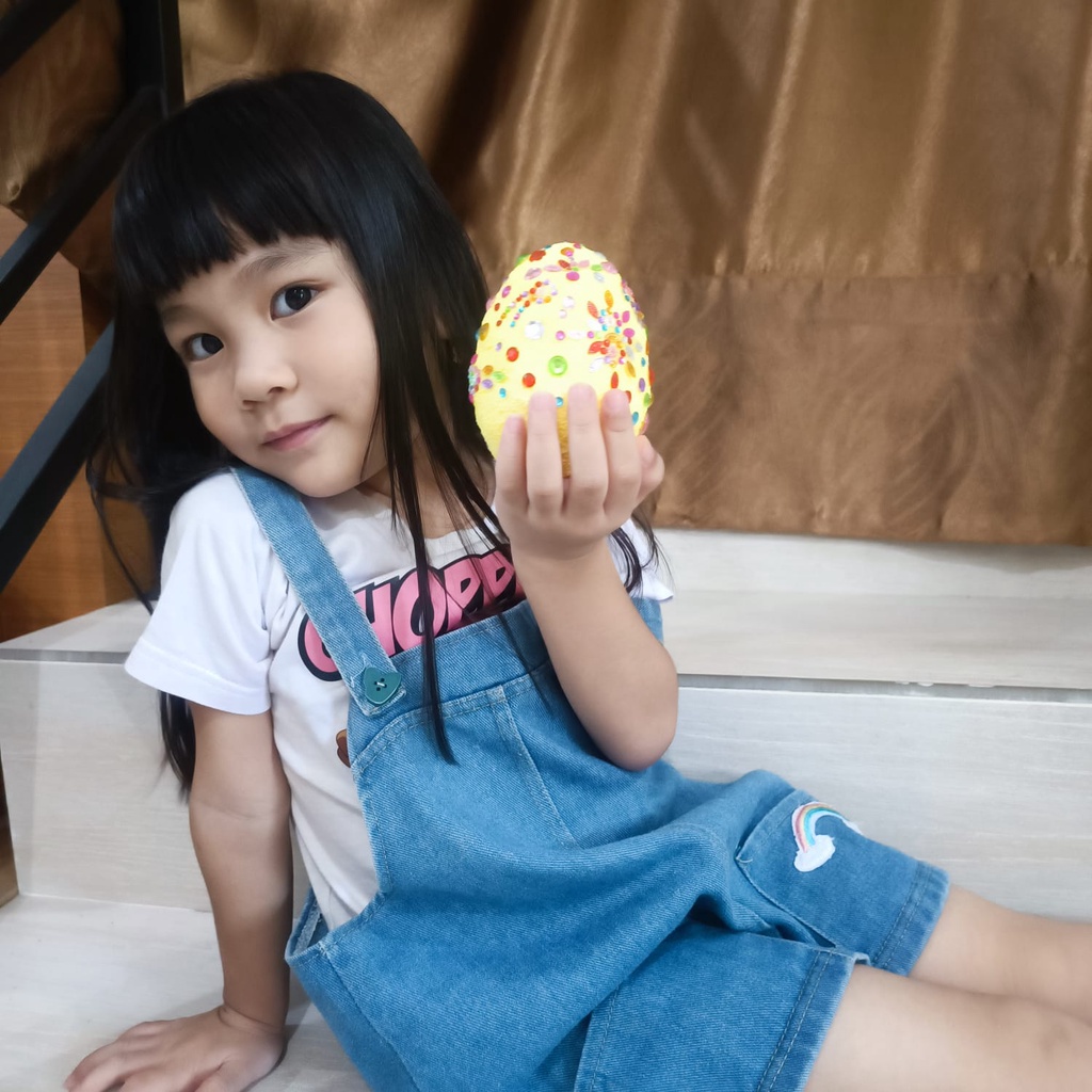 [ORGM] Mainan Edukasi DIY Telur dengan Snow Clay dan Sticker Dekor Manik Set Acara Paskah Easter