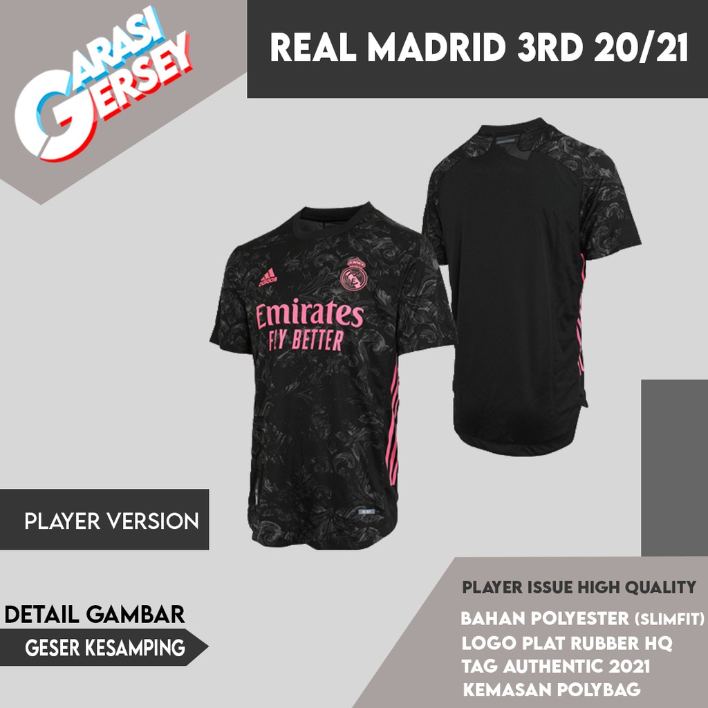 Jersey Sepak Bola Real Madrid 3rd 2020 2021 Player Issue Heatready Adizero Climachill