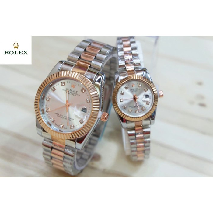 Jam Tangan Wanita Rolex oyster SL 030- Combi Rose Gold Plat White