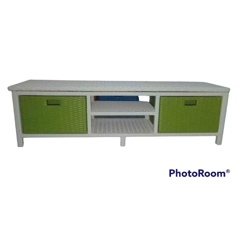 lemari dvd rotan 2 laci