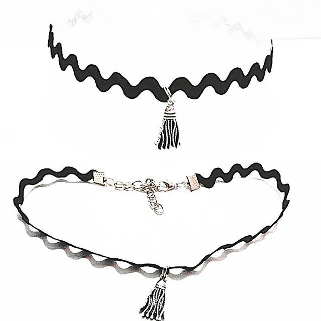 Zigzag Choker Necklace Silver Tassel | Kalung Handmade