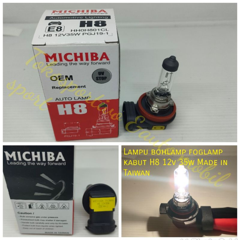 Lampu bohlamp foglamp kabut halogen mobil H8 35watt h8 12v Made in Taiwan