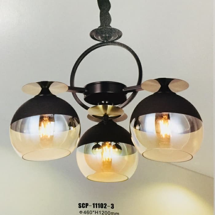 LAMPU GANTUNG VINTAGE MINIMALIS 3 LAMPU