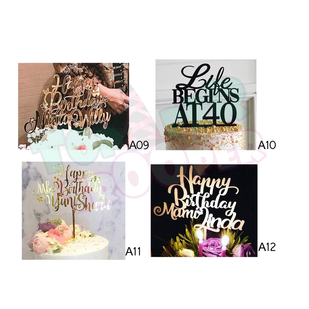 CUSTOM AKRILIK Cake Topper Nama &amp; Angka